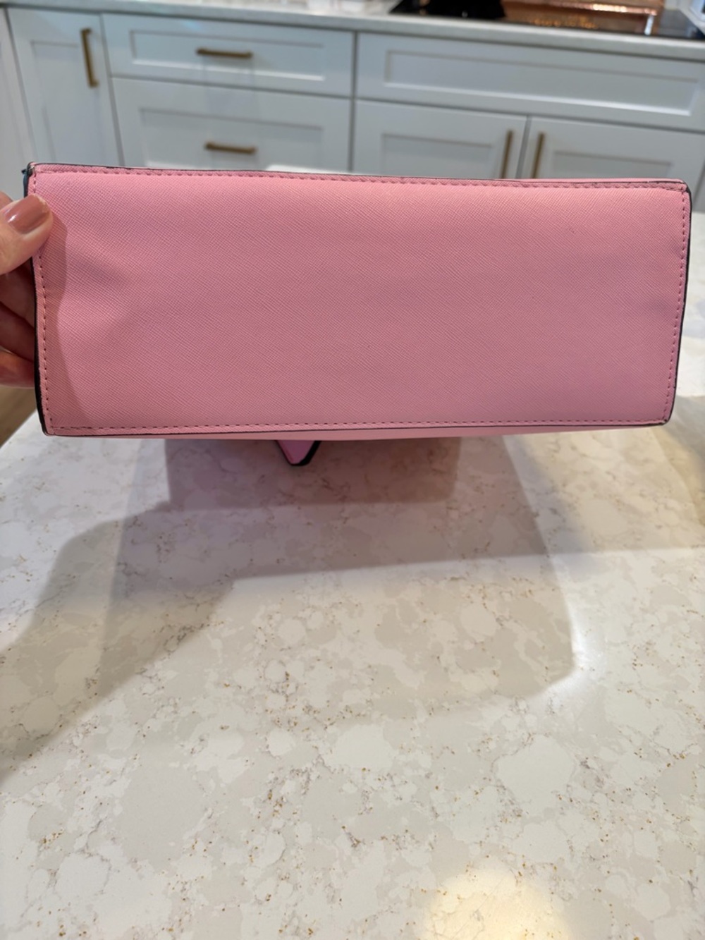 Faux Leather Kelly Style Pink Satchel Turnlock Handbag - Picture 9 of 12
